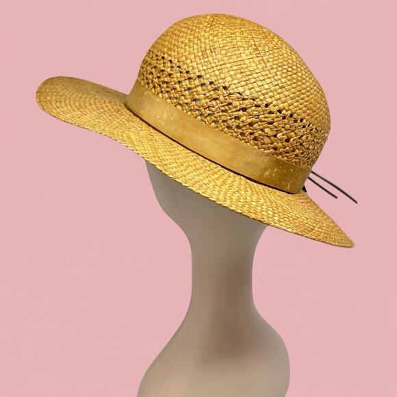 Vintage 70s Straw Sun Hat Blush Rose Floral Garden Party Cottagecore main image 6